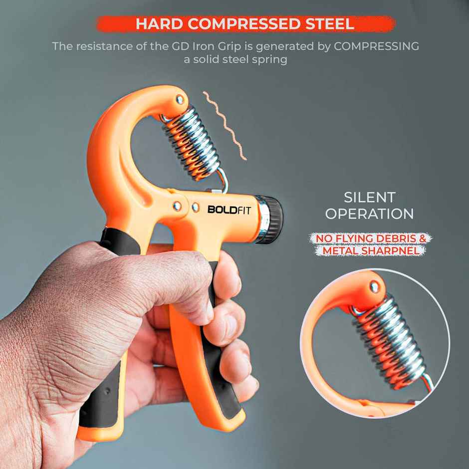 Boldfit Adjustable Hand Grip Strengthener - 10-40kg, Orange